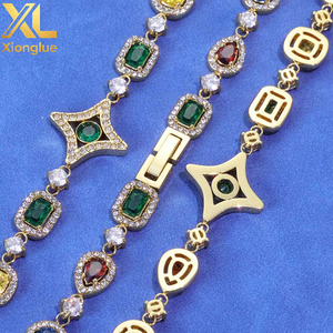 New Arrival Stainless Steel Colored Zircon 18K Gold Plated Hip Hop Jewelry Geometry Fashion Chain Link Bracelets - Product Image 6