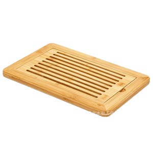 Support à pain en bambou 38x24x2cm avec plateau amovible pour planche à découper domestique, design en bois massif - Product Image 5