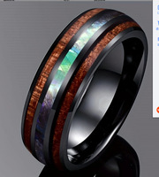 Mode 8MM Bague En Acier Inoxydable Avec Bleu Vintage Opale Pierre Double Abalone Shell Incrustation pour Femmes Fiançailles Bandes De Mariage