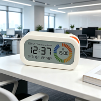 OEM ODM Moderner Multifunktions-LCD-Digitalwecker mit Temperatur-, Luftfeuchtigkeits-, Jahr-/Datum-/Wochentagsanzeige, 3 Alarmen und 99-Minuten-Countdown