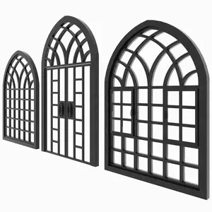 拱形锻铁入口门美国钢玻璃门