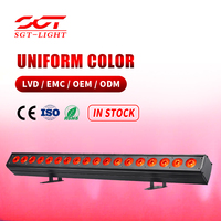Lampu Wall Washer LED RGBW 18x10W 4in1 DMX512 8CH Lensa 10/25/45/60 Derajat Kecerahan Tinggi untuk Pencahayaan Panggung Konser