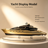 Modèle de yacht de luxe personnalisé avec coque dorée et superstructure noire