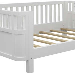 Modern Adjustable Twin Size Wood Platform <b>Bed</b> for Kids Soft <b>Bed</b> with Rails for Girls and Boys - Product Image 3