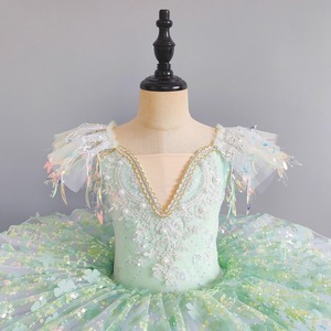 Costume da Principessa <span class=keywords><strong>Ballerina</strong></span> per Adulti, Abito <span class=keywords><strong>con</strong></span> Paillettes e Fiori, Abbigliamento da Danza per Ragazze, Body da Ginnastica e Balletto, <span class=keywords><strong>Tutù</strong></span> a Piatto - Product Image 4