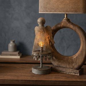 <b>Vintage</b> Metal Lantern Style <b>Table</b> <b>Lamp</b> Decorative Accent Light Handmade Home Decor Bedside <b>Lamp</b> Ambient Lighting Decorative - Product Image 3