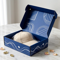 Boîte d'expédition en carton ondulé imprimée avec un motif personnalisé pour casquette de baseball, écharpe, cravate, ceinture, emballage d'expédition robuste