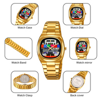Reloj de Cuarzo para Hombre, Estilo Retro de Televisión con Efecto Estático, Cristal de Aleación Arcoíris, Resistente al Agua 30M, Texturizado, con Marcadores Personalizables
