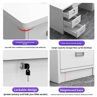 Bureau d'ordinateur moderne et minimaliste en acier avec tiroir verrouillable pour médecins et comptables
