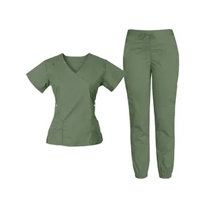 Set di donne traspiranti elasticizzate personalizzate all'ingrosso scrub infermieristici uniformi De Enfermera Para Hospital Scrubs uniformi set tessute