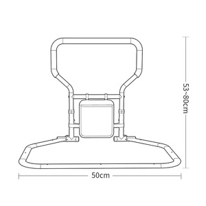 Barre d'appui de lit pour personnes âgées, handicapées, enceintes KY-5202A, sans perçage, pliable, hauteur réglable 53-80 cm, blanc - Product Image 2