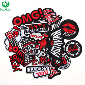 Красные/черные вышитые железные нашивки с буквами типа OMG, да и т. Д. Крутая одежда патчи DIY куртки футболки джинсовые кепки - Product Image 1