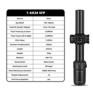 Mira Telescópica de Caza Ajustable de Segunda Visión SFP LVPO de Alta Calidad de Fabricante OEM, <span class=keywords><strong>1</strong></span>-6X24, Diámetro del Tubo de 30 mm - Product Image 6