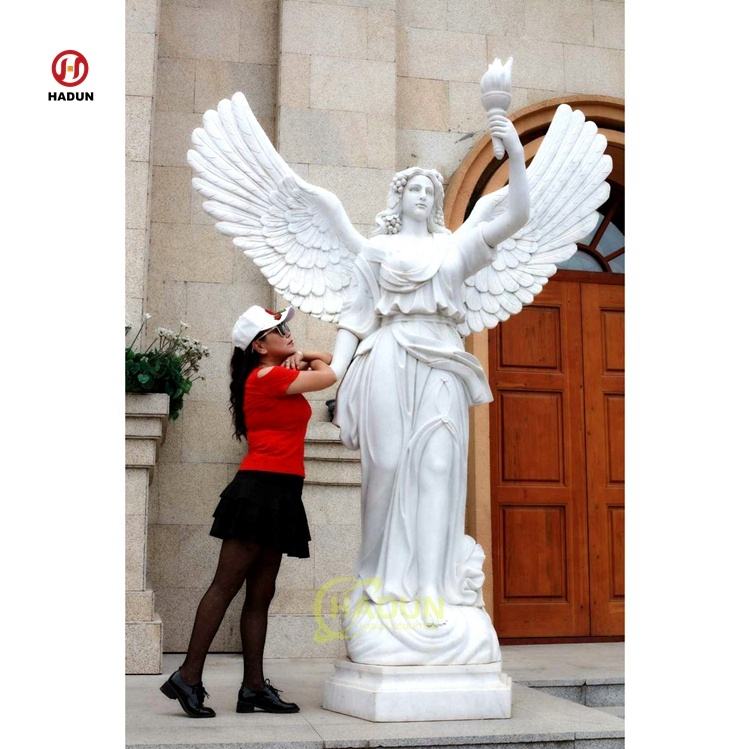 Large Outdoor Garden Hand Carve Natural Stone Marble Angel Statue ...