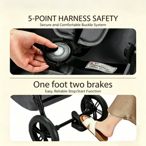 Système de poussette légère avec logo personnalisé, cadre en acier durable, pliable, facile à manier pour les voyages avec bébé - Product Image 5