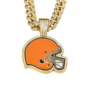 Collier Hip Hop Cleve Browns Team en alliage, chaîne cubaine avec diamants - Product Image 3