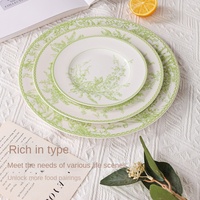Ensemble de vaisselle en céramique de haute qualité d'origine chinoise au design rétro luxueux vintage vert muguet durable pour usage hôtelier