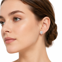 Boucles d'oreilles clous flocon de neige en argent sterling 925 avec moissanite marquise pour femme, couleur D, moissanite VVS1, boucles d'oreilles fleur