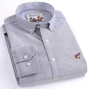 <span class=keywords><strong>Camisas</strong></span> <span class=keywords><strong>Oxford</strong></span> de Manga Larga con Cuello de Botones, de Algodón Puro, Casuales, Lisas, de Buena Calidad para <span class=keywords><strong>Hombre</strong></span> - Product Image 6