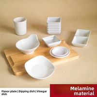 Assiettes et bols à condiments carrés en mélamine blanche épaissie, durables, style minimaliste moderne