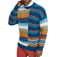 Pull en laine et viscose pour homme, design tendance, rayures colorées, personnalisable, vente en gros, manches longues, chaud, hiver