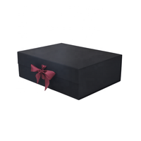 Boîte à chapeaux magnétique pliable avec ruban nœud papillon, chemisier de luxe Extra Large pour cadeau, noir, 50 pièces