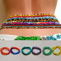 Chaîne de taille bohème tendance faite à la main, perles élastiques colorées, bijoux de corps pour femme, vente en gros