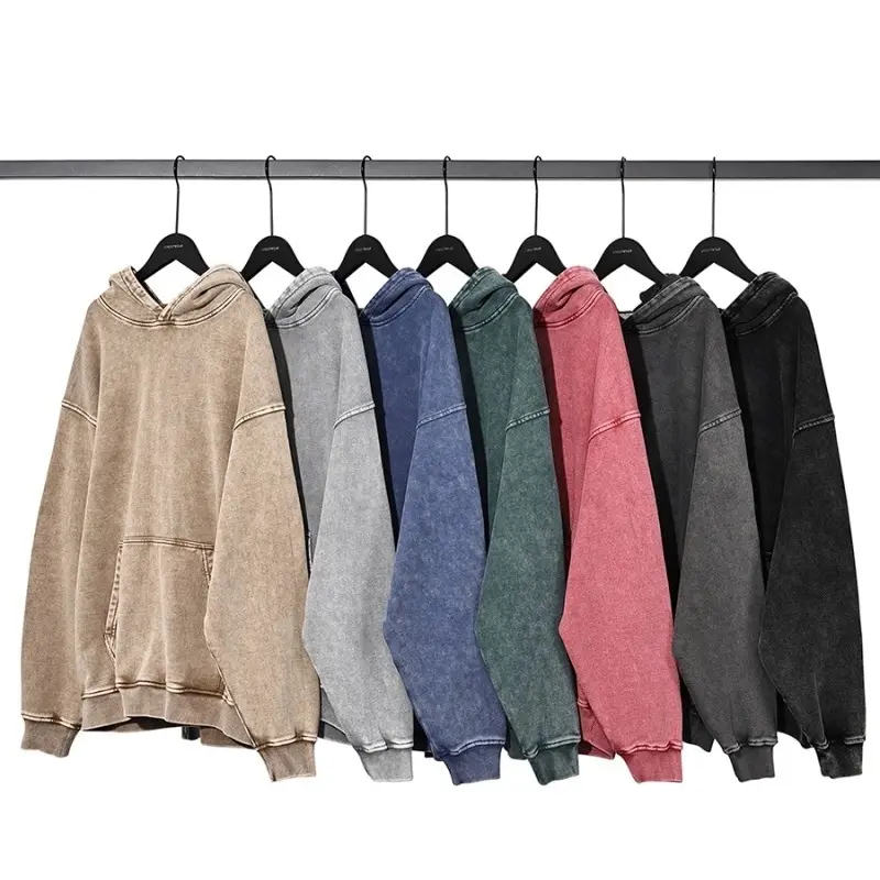 Clothing Manufacturers Vintage Casual Cotton Heavyweight Drop Shoulder 420 Gsm Sweatshirt Plus Size Acid Wash Men's Hoodie