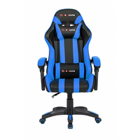 Chaise de jeu ergonomique moderne en cuir PU avec vérin à gaz à 3 positions, pivotante et inclinable, chaise de bureau noire pour ordinateur