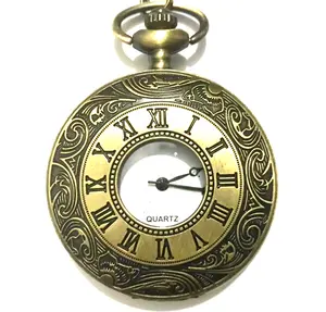 Relógio de bolso quartzo bronze steampunk, vintage, steampunk, colar de bolso, corrente, relógio para homens, mulheres