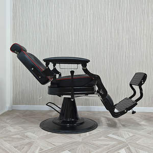 2026 Vintage <b>Leather</b> Light Luxury <b>Reclining</b> Barber <b>Chair</b> for Men's Haircut Pompadour Barbershop Salon - Product Image 6