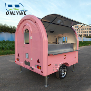 ONLYWE Remorque <span class=keywords><strong>de</strong></span> restauration rose personnalisée, camion <span class=keywords><strong>de</strong></span> restauration, remorque <span class=keywords><strong>de</strong></span> concession à essieu unique avec fenêtre <span class=keywords><strong>de</strong></span> service pour glaces, café et snacks - Product Image 1