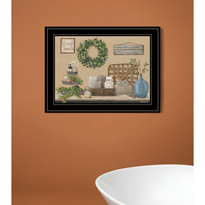 HMS agriturismo bagno I 3 nero incorniciato stampa elegante bagno decorazione artistica da parete - Product Image 1