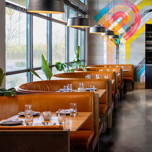 Hotel de lujo cuadrado turco restaurante muebles sillas moderna cafetería comercial cuero restaurante sofá cabina asientos - Product Image 2