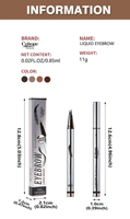 Stylo à sourcils liquide OEM longue tenue, waterproof, anti-bavures, double usage, teinture naturelle uniforme, brosse à 4 pointes, séchage rapide, teinture directe pour sourcils
