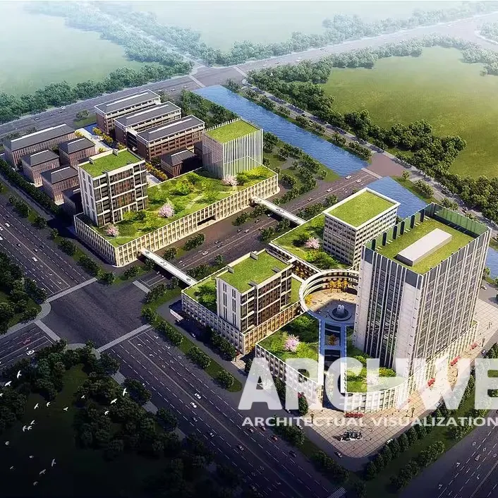 Institut penelitian dalam rendering arsitektur 3d, juga rendering arsitektural-arsitektur komersial, ramah lingkungan