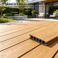 Planche de terrasse en WPC co-extrudé ASA de 1ère génération moderne, norme européenne, système de fixation par clic, écologique, imperméable, pour terrasse extérieure