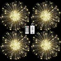 Lumières LED de feux d'artifice suspendues pour la décoration de jardin, de cour, de véranda, de fête, de maison, de Noël, alimentées par piles, télécommandées, étanches