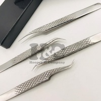 Pinzas plateadas de nuevo estilo para extensión de pestañas, pinzas para extensión de pestañas, agarre de diamante, pinzas para pestañas con logotipo sostenible de visón