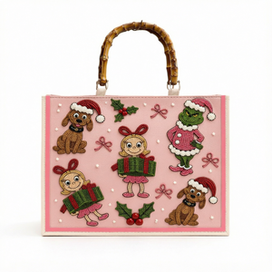Handmade Custom Seed Beaded Christmas Tote <b>Bags</b> for Women Holiday Celebrations <b>Festive</b> Carnival Events and Customized Seasonal - Product Image 1