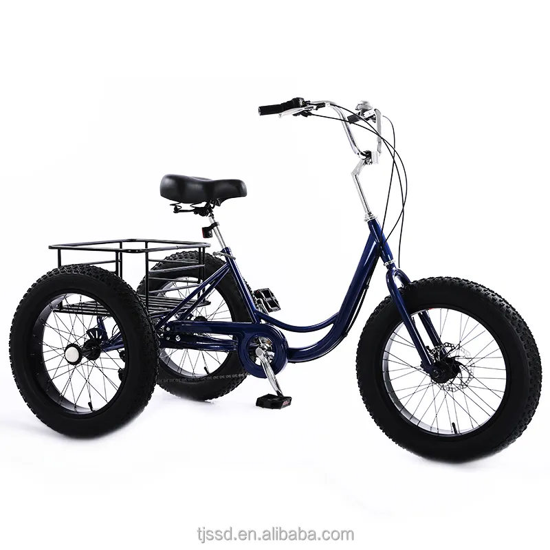Bicicleta de neve personalizada para adultos, bicicleta de 3 rodas com pedal grande de pneu grosso de 20 "", bicicleta de neve em aço