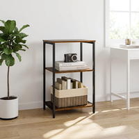Table d'appoint en bois style nordique avec étagère inférieure, design moderne, table de chevet, table d'appoint amovible pour petits espaces, marron rustique