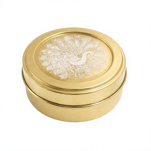 Boîte à épices élégante en métal doré avec motif paon, résistante à la poussière, conteneur de stockage d'herbes aromatiques, capacité 125 ml, artisanat indien pour la maison - Product Image 4