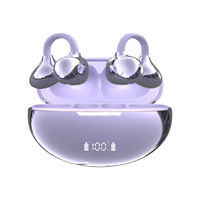 Écouteurs sans fil à conduction osseuse de style clip d'oreille, avec traduction IA, suppression du bruit et chargement sans fil, pour le commerce transfrontalier