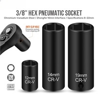 Jeu de douilles à chocs hexagonales professionnelles 27 pièces 3/8'' en acier CR-V, qualité industrielle OEM, avec boîte à outils mécanique, longueurs profondes/plates
