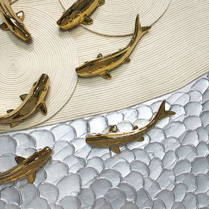 Home Decor Moderne Kunst Handgemaakte Keramische Gelukkige Vis Sculptuur Reliëf Textuur Canvas Acryl Schilderij Voor 3d Wanddecoratie - Product Image 5