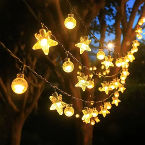 Guirlandes lumineuses solaires <span class=keywords><strong>LED</strong></span> IP65 étanches de style nordique pour la décoration de Noël en extérieur, à suspendre aux arbres - Product Image 5