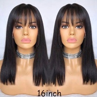 180% densité droite brésilienne HD pour perruque frontale en dentelle avec partie naturelle dentelle transparente coupe émoussée Bob perruques frange