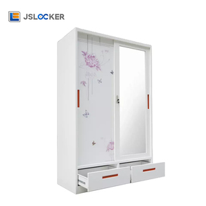 Jslocker מפעל אספקת פלדה ארון בגדים מודפס ארון רהיטים ארון בגדים דלת הזזה עם 2 מגירה ארון בגדים - Product Image 5