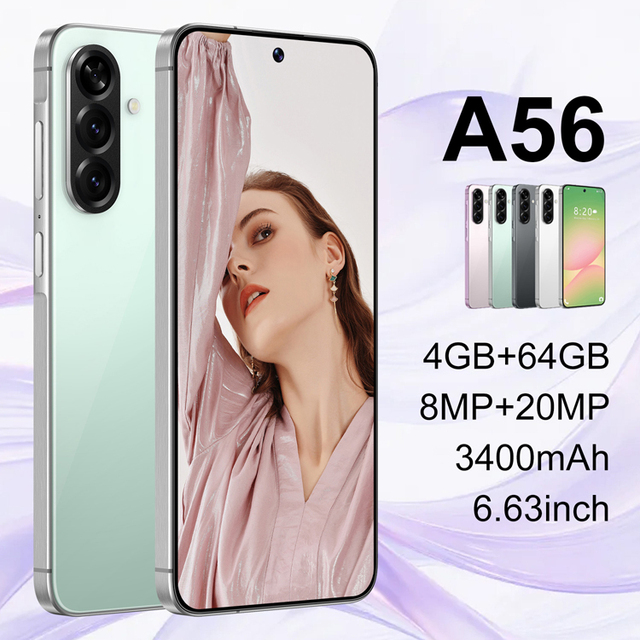 Brand New A56 6.7" HD+ 4G Smartphone | MTK6762 4GB+64GB | 8MP+20MP Camera | Face & Fingerprint Unlock Mobile Phones